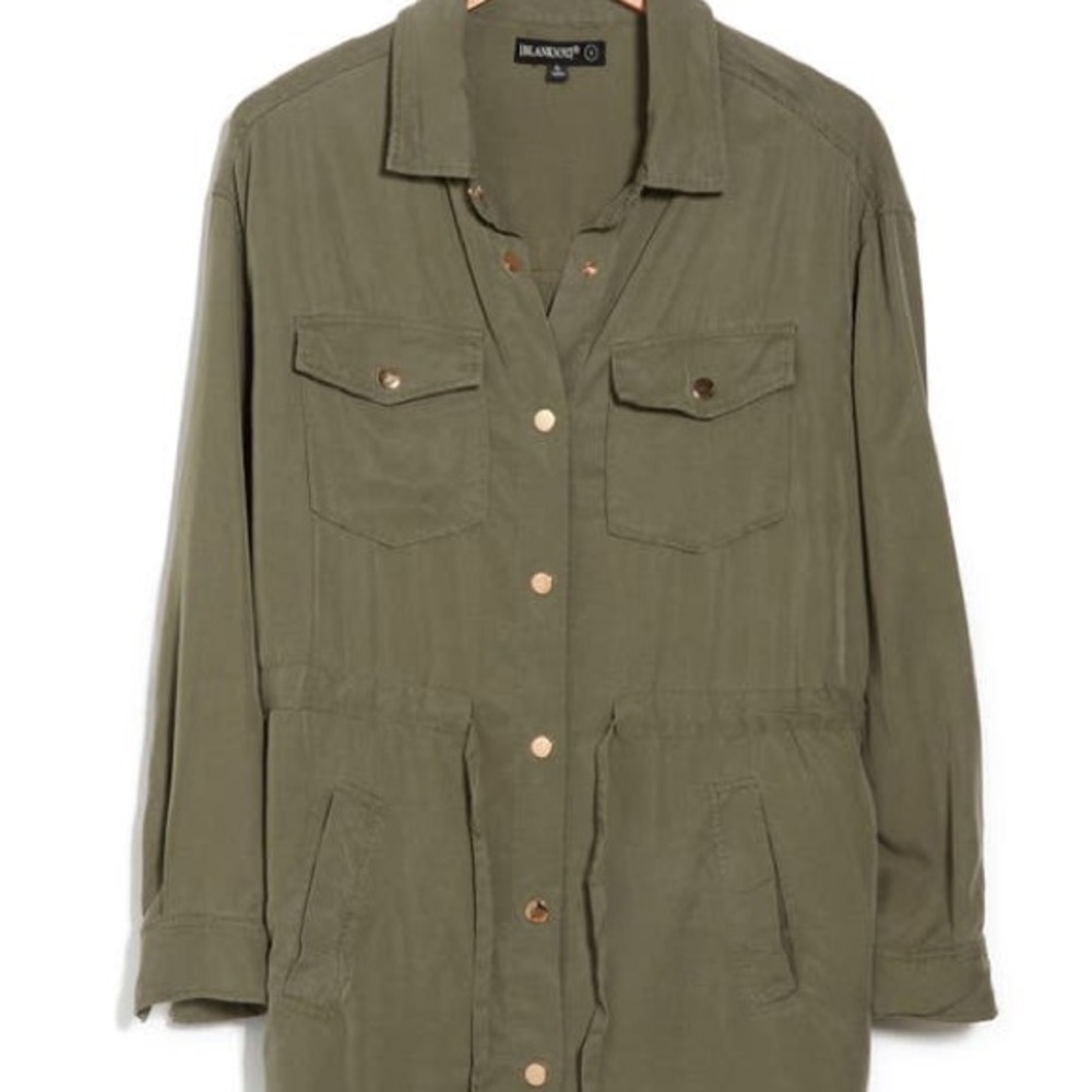 Blank NYC Plenty Good Green Utility Pocket Drawstring Waist Shacket, Size S, NWT